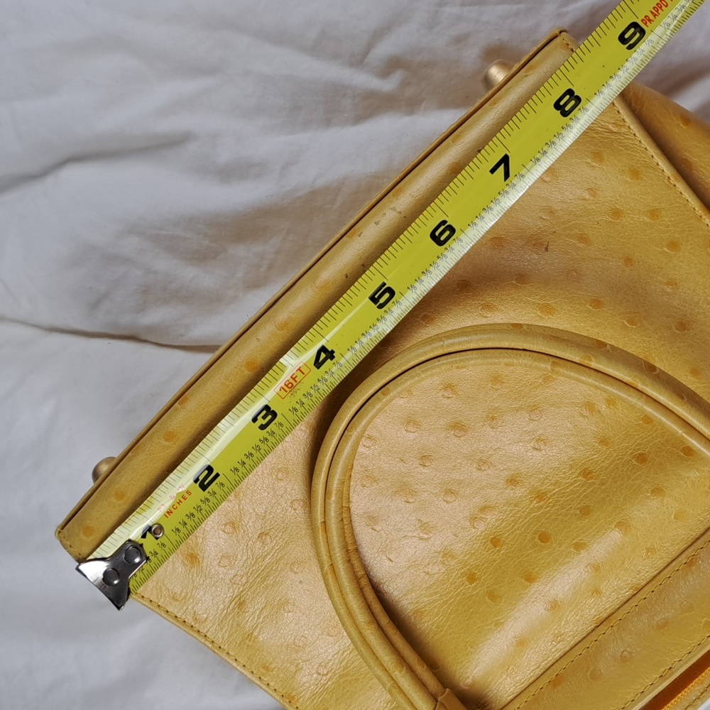 Ostrich Leather Ganson Vintage 70's Yellow Handbag Purse Shoulder Bag - Picture 11 of 12